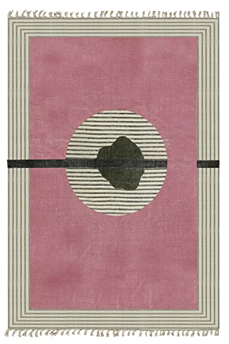 Tapis bohème coton lavable 1,8x2,4m résistant aux taches pour chambre