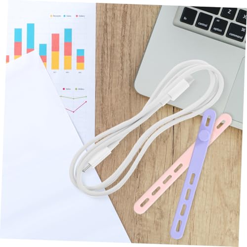 20 piezas de bridas reutilizables de silicona para organización de cables, correas para gestión de cables en escritorio miniatura 5
