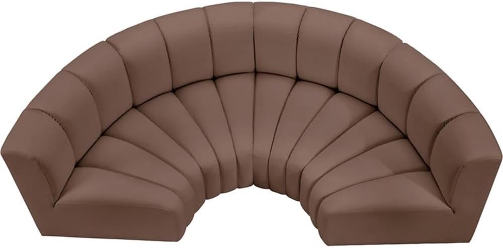 BOWERY HILL Brown Vegan Leather Modular Sectional, 4-Piece Contemporary Sofa with Deep Channel Tufting, Versatile Design, 88" W x 43" D x 30" H, Living Room Seating or Home Office Furniture