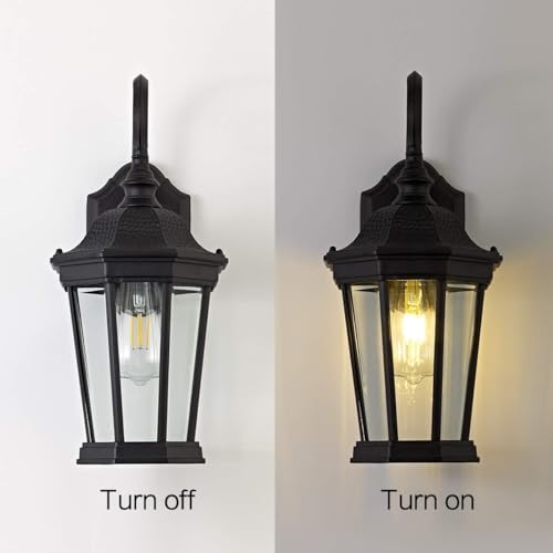Image of Outdoor Wall Lantern, 16'' Black Outdoor Wall Light Fixtures