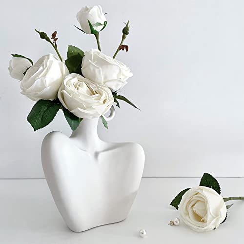Buicce Minimalist Small Ceramic Flower Vase White Body Statue For Home Decor #TOP5