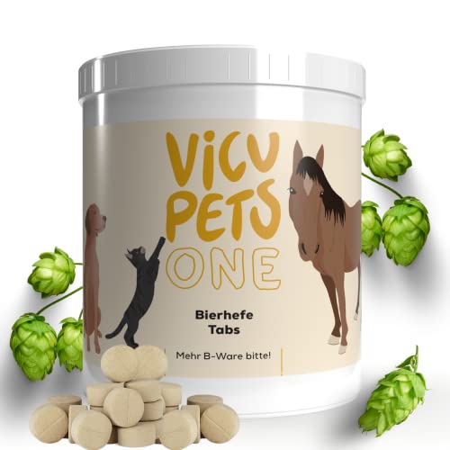 Vicupets Bierhefe Hund - Bierhefe Tabletten - Hefetabletten für Hunde Katzen oder Pferde - 100% Natürliche Bierhefetabletten ohne Kleber oder Füllstoffe - 500 Stück (750 Gramm) Cover