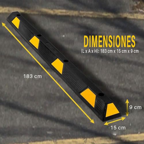 Topes de piso de garaje para autos y furgonetas, tope de goma extra ancho PYLE de 72 pulgadas 8
