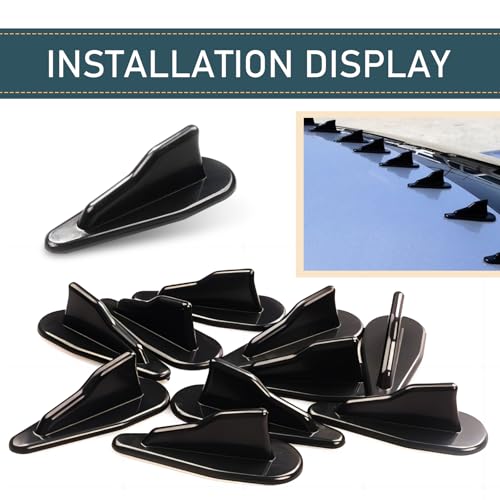 icykale 10 PCS Car Shark Fin Diffuser, Waterproof Durable Vehicle Antenna Accessories, Universal Automotive Roof Diffuser Spoiler Roof Wing Replacement for Most Cars (Black)