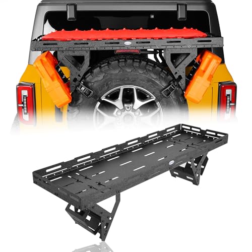 Hooke Road Universal Spare Tire Cargo Rack Basket Carrier for 30-40 Tires Fits for 1976-2026 Jeep Wrangler (CJ YJ TJ JK JL) & 2021-2026 Ford Bronco SUV RV