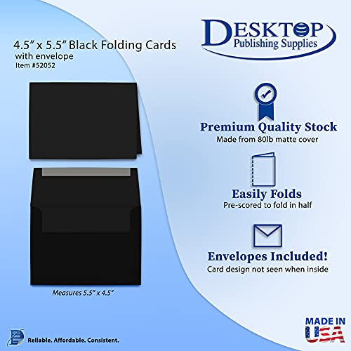 Desktop Publishing Supplies A2 (4 1/4" X 5 1/2") Heavyweight Black Greeting Card Sets - 40 Cards & Envelopes #TOP1