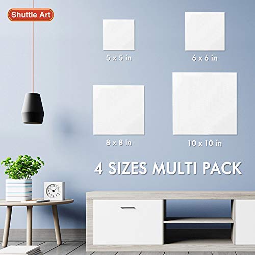 Shuttle Art Painting Canvas Panel, 52 Multi Pack, 5X5, 6X6, 8X8, 10X10 Inch (13 Pcs Of Each), 100% Cotton Art Canvas Board Primed White, Blank Canvas For Kids Adults For Acrylic Oil Painting #TOP2