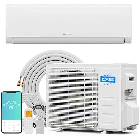 ROVSUN 12000 BTU Wifi Enabled Mini Split Air Conditioner & Heater with Inverter, 21 SEER2 Energy Saving 115V Ductless Split AC Unit with Pre-Charged Condenser, Heat Pump & Installation Kit Cover