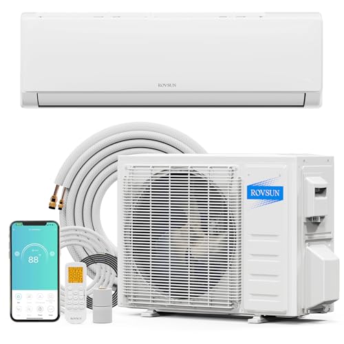 ROVSUN 9000 BTU Wifi Enabled Mini Split Air Conditioner & Heater with Inverter, 19 SEER2 Energy Saving 115V Ductless Split AC Unit with Pre-Charged Condenser, Heat Pump & Installation Kit