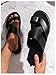GORGLITTER Men's House Slippers Leather Slide 2025 Footwear Round Flip Flops Pu Slip on Sandals Black 10