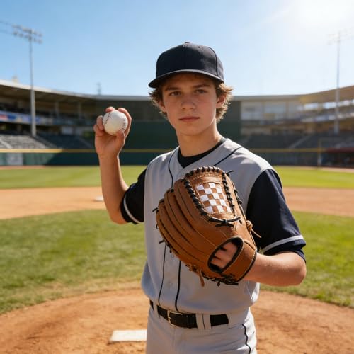 XSQD Softball Baseball Handschuhe, Links Hand Catcher Handschuhe, Pu Leder Stoßabsorbierende Ball Empfangshanschuh, Outdoor Training Handschuh, Baseball Zubehör, Geeignet Für Teenager Jungen Mädchen