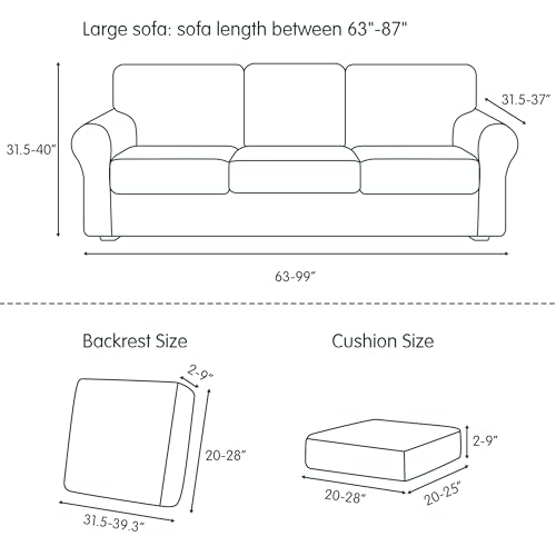 CHUN YI 7 Piece Couch Covers Sofa Covers Washable, Stretch Sofa Slipcovers for 3 Cushion Couch with Seperate Backrest and Cushion Covers, Anti Slip Furniture Protector for Dogs Pets (Large, Dark Cyan) - Image 6