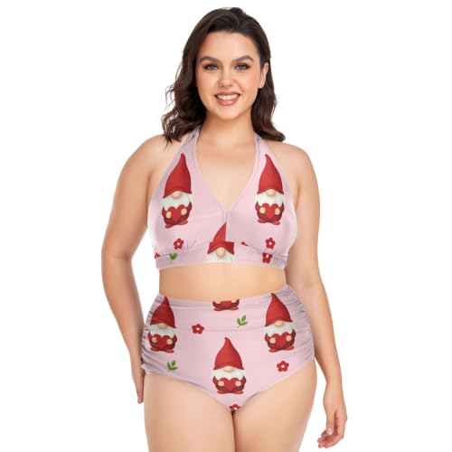 Maillot de bain bikini grande taille réglable taille haute 2 pièces pour femme