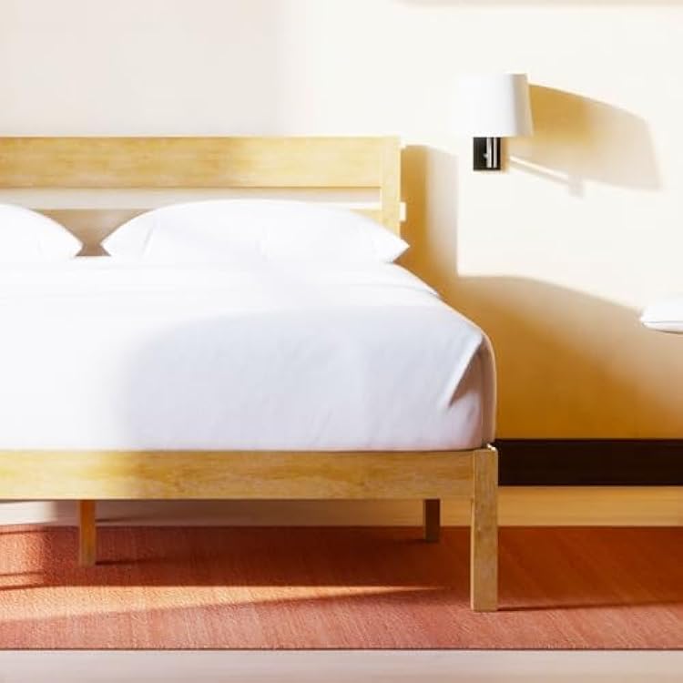 LIFEMENT Full Bed Frame with Headboard Classic Wood Platform, Noise Free, Under Bed Storage, No Box Spring Needed, Easy Assembly, Natural