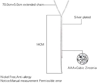 PengJin-Woman's Y-Shaped Long Necklace, Silver-Plated Full Zircon Sweater Chain, Exquisite European and American Style - Image 5