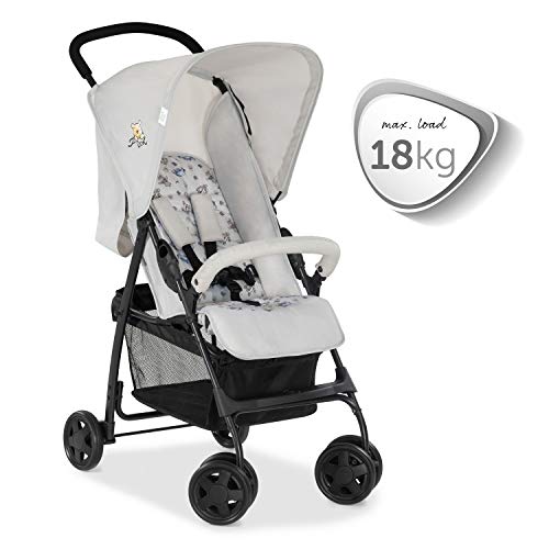 Hauck Disney Buggy Sport, Ultra Leicht - nur 5,9 kg, Klein Zusammenklappbar, Reisebuggy mit Liegefunktion, Sonnenverdeck, Großer Korb, Pooh Exploring Grau Beige, 1 Stück (1er Pack)