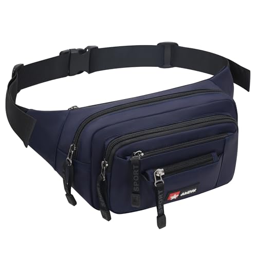 AirZyx wasserdichte Gürteltasche Bauchtasche Damen Herren Multifunktionale Hüfttasche mit Reißverschluss Geeignet für Reise Wanderung und Alle Outdoor-aktivitäten Schwarz