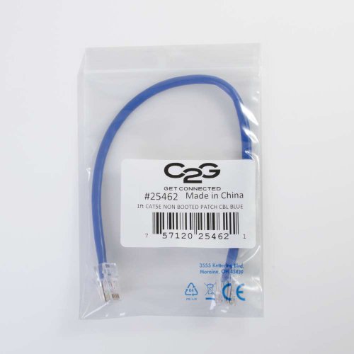 Image of C2G 25151 Cat5e Cable - Non-Booted Unshielded Ethernet Network Patch Cable, Blue (2 Feet, 0.60 Meters)
