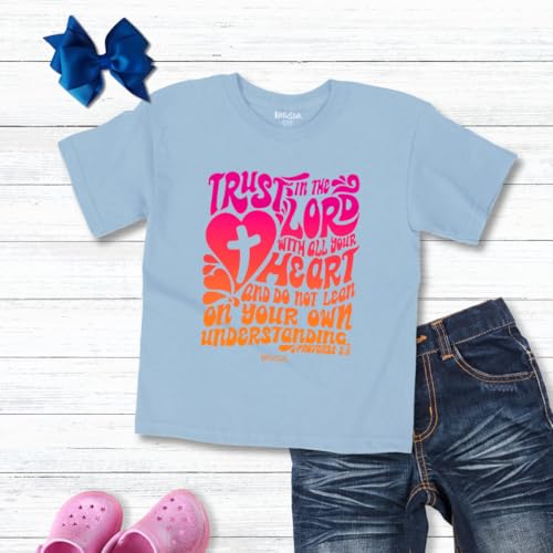 Trust in The Lord with All Your Heart Proverbs 3:5 Blue Cotton Children's T-Shirt3