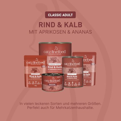 catz finefood CLASSIC Rind & Kalb Katzenfutter nass, 16 x 85g Pouch – Ansicht 3