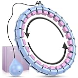 Weighted Infinity Hoop with 24 Detachable Quiet Knots, Hula Circle Hoop for Adults Weight Loss, Exercise Fit Hoop Suitable for Women and Beginners, Smart Adjustable Hoops, Blue and Purple