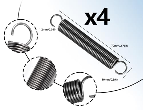 Lhbwhiz 4 Stück Zugfedern,Edelstahl Kleine Spannfedern mit Haken,Doppelhaken federstahldraht,70 mm freie Länge,Außendurchmesser 10 mm,Drahtdurchmesser 1.2 mm,Geeignet für die meisten Szenarien