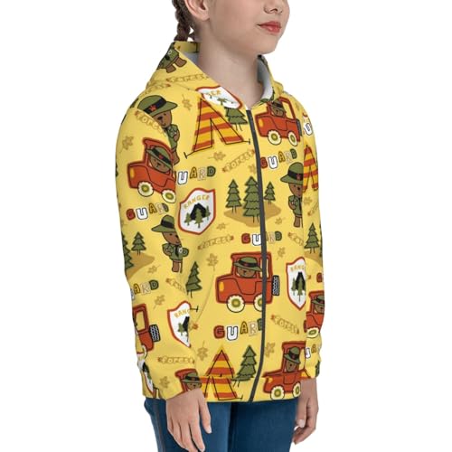 Forest Guard,Car TentTrees Kids Pullover Hoodies Boys Zip Up Sweatshirts Girls Athletic Clothes with Pocket4