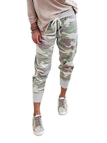 onlypuff Petite Sweat Pants for Women Lounge Yoga Workout Lightweight Jogging Pants Camo Print L，