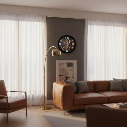 Image of Devansh Crafts Clock Decorative Designer and Stylish Glass Analog Wall Clock Suitalbe for Living Room Hall Bedroom, Office (Modern Chevron Pattern)