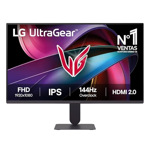 LG 24G411A-B – Monitor Gaming Ultragear 23,8″, IPS Full HD, 16:9, 144Hz, 1ms, G-Sync y FreeSync, HDR10, Pivotable, Altura Ajustable, Negro