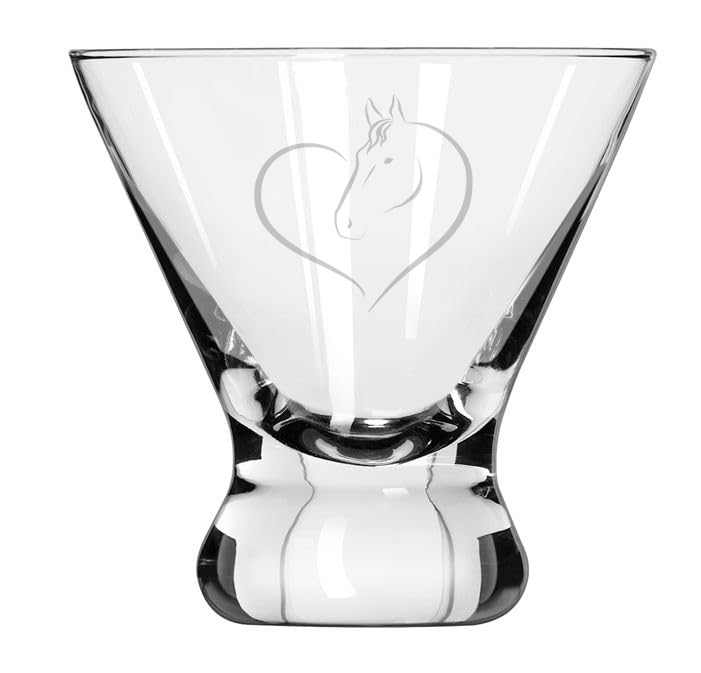 MIP 8 oz Stemless Martini Cocktail Glass Cosmopolitan Margarita Heart Horse