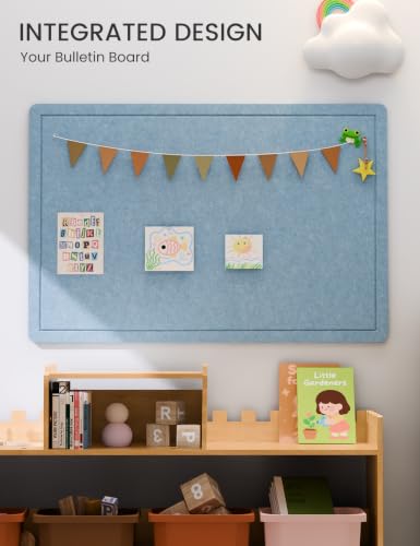 Fluxynara Bulletin Board,35.4" x 23.6" Cork Board Alternative with 12 Safe Removable Adhesive Tabs, Foldable Felt Pin Board for Home Office, Classroom, Bedroom,Entryway for Walls—Dusty Blue - Image 6