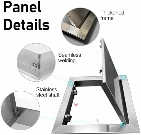 Stainless Steel Touch Latch Access Panel, Concealed Attic Ceiling Access for Drywall, Wiring, Plumbing & Electric (10x10in) - Durable, Easy Install, Versatile Use