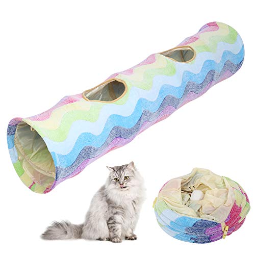 Túnel para gatos Xiuganpo resistente a arañazos de arcoíris con bolas 6