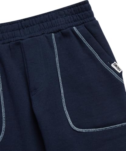 Image of DKNY Toddler Boys Short Sets - 2 Piece Knitted Crewneck T Shirt & Matching Fleece Toddler Shorts for Toddlers and Baby Boys