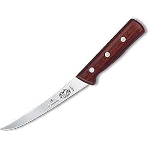 Victorinox 6″ Professional Boning Knife, Curved Blade, Semi-stiff, Maple Wood Handle 5.6606.15