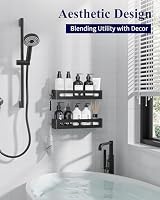 Kitsure Duschablage ohne Bohren - 2er-Pack, Duschregal ohne Bohren mit großer Kapazität, rostfreies wandmontiertes Badezimmer organizer, Selbstklebende Duschablage, 33.5 x 12.0 x 5.5 cm, Schwarz – Ansicht 2