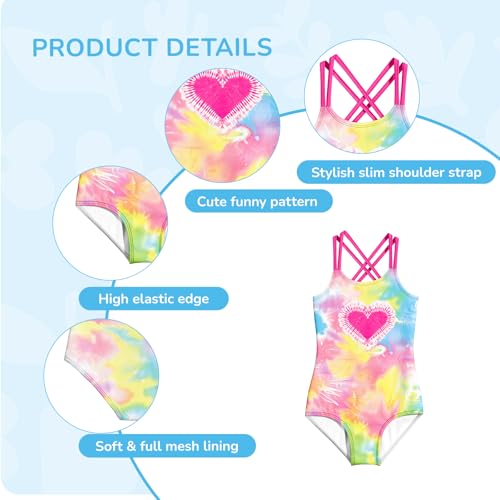 Image of LQSZ Girls One Piece Swimsuits Quick Dry Beach Bathing Suit Cross Shoulder Strap Swimwear