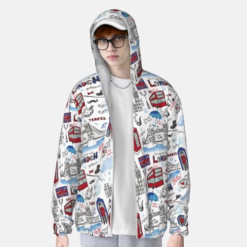 London Landmark2 Print Men'S Women Full Zip Sun Protection Long Sleeve Sun Shirts For Men Hiking Fishing-2