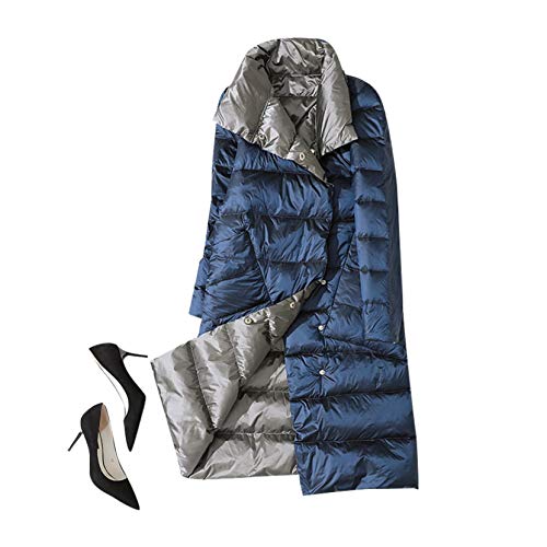 Preisvergleich Produktbild Aujelly Winddichter Daunenmantel, Damen Steppmantel Parka Coat, Daunenmantel Standkragen Plus Größe Lange Daunenjacke (XL, Silber)