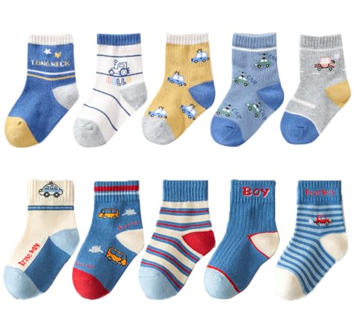 kiobrvhe Kids Cotton Animal Socks 10-Pairs Pack Cute Comfortable Cartoon Crew Socks Soft Breathable Toddler Sock (Style K,9-12T,US,Age,9 Years,12 Years) - Main Image