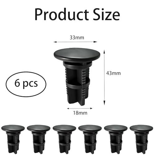 Srvauyea 6er Pack Scharnierstifte für Mülltonnen,43x18mm Scharnierstifte,240 Liter Mülltonnen,Schwarz Kunststoff Ersatzteile für Haushalt & Gewerbe