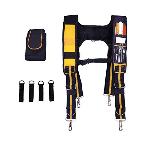 AISENIN Padded Tool Belt Suspenders Magnetic Suspenders for Tool Belt Heavy Duty Work Suspenders