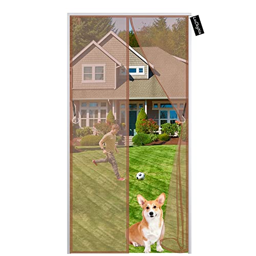 Mosquitera Puerta magnetica - Puerta de la Pantalla de Insectos Cortina Magnética Permite Entrada Aire Fresco Se puede instalar sin taladrar para Sala de Estar balcón 75x205cm - Marrón Cover