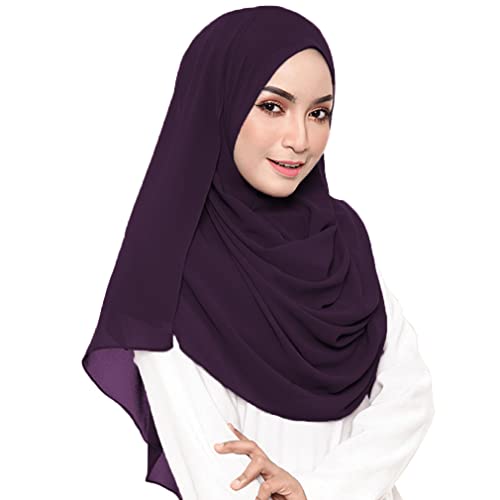 Image of LMVERNA Solid Color Bubble Chiffon Scarf for Women Fashion Soft Hijab Long Scarf Wrap Scarves