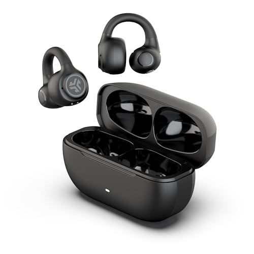 JLab Flex Open Ear Headphones – Wireless Open Earbuds, Cuff Design Clip on Earphones, 21H Playtime, Open-Ear Buds with Bluetooth Multipoint, MEMS Microphone, Customise With App, Black