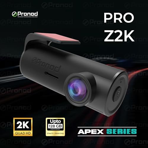 Image of PRONOD PRO Z-2K Dash Cam for Car Front Only | 360 Rotatable Dashcam for Car with Mic | Night Vision, WiFi App Control, G-Sensor | 24H Parking Mode, Supports 128GB | Free Hardwire Kit
