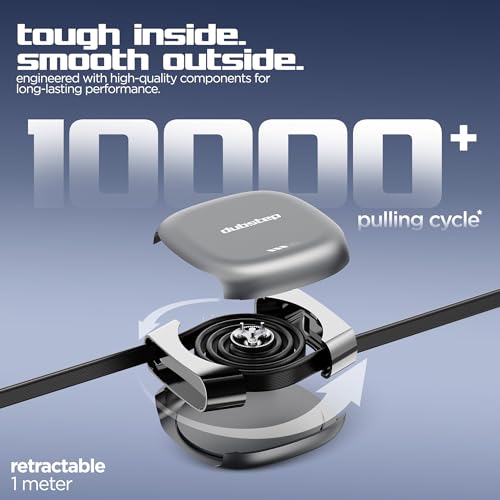 Image of Dubstep Blaze Fusion Rewind 100W Type-C to Type-C Retractable Cable 1M | PowerBlitz | 480 Mbps | Magnetic Connector Storage | 10K+ Cycles | Fast Charging (Grey)