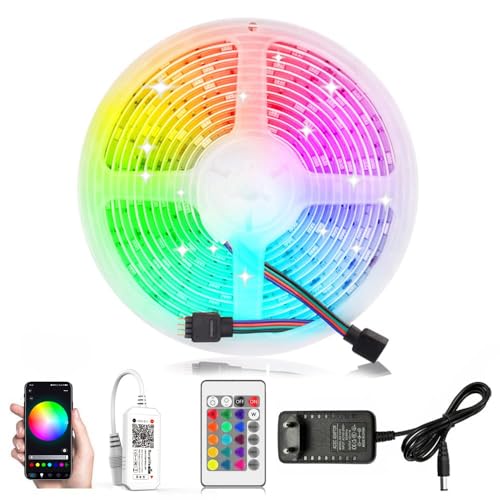 Arotelicht Led strip set,Wifi RGB Strip Kit, Smart RGB ledstrip lichtstrip,werkt met Alexa, IFTTT, Google Home Smartphone,12V,5m,5050SMD,300 leds, lichtketting met voeding en controller