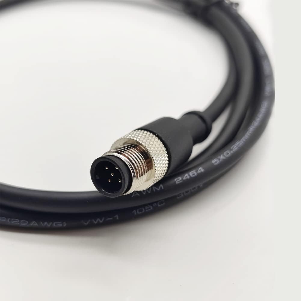 M12 5 Pins Male Connector Cable, A Code Straight Aviation Plug Electrical Cable PVC Industrial Molded Unshielded Cable 10M AWG22（10 Meter）